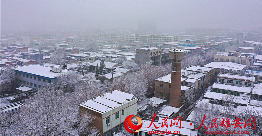 圖為航拍雄安新區容城縣雪景。李兆民 攝