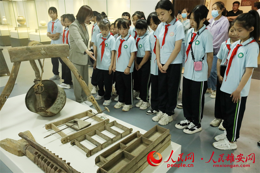 學生們正在參觀雄縣德韻博物館的展品。人民網 王紅攝