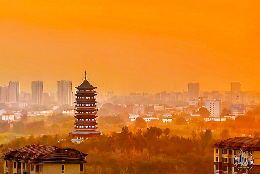 夕阳下的雄安新区容东片区。龚文书摄