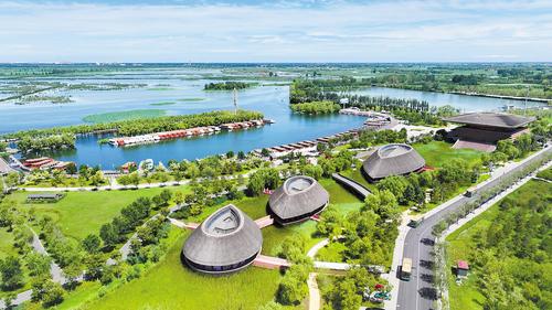 2025年7月29日，無人機航拍的白洋澱旅游碼頭。（本報資料片）本報記者 李東宇攝