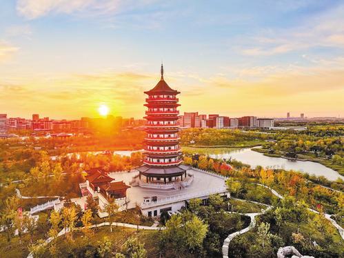 2月24日拍攝的雄安商務服務中心夜景。