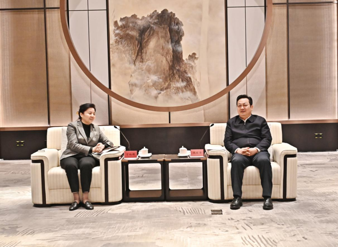 張國華與中國人保集團黨委書記、董事長丁向群一行舉行工作座談。劉向陽攝